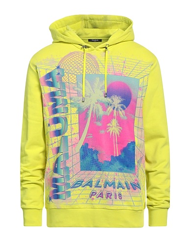 BALMAIN Hooded track jacket  Yellow 100% Cotton, Elastane