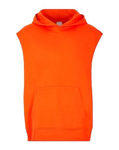 8 by YOOX Hooded track jacket  ORGANIC COTTON SLEEVELESS HOODIE
 Orange 100% Cotton
