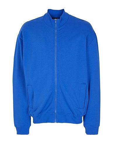 8 by YOOX Sweatshirt ORGANIC COTTON ZIP-UP TRUCK JACKET
 Blue 100% Organic cotton