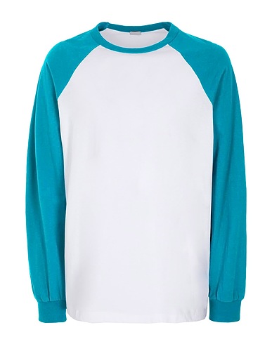 8 by YOOX T-shirt ORGANIC COTTON CONTRAST RAGLAN LONG SLEEVE T-SHIRT
 Deep teal 100% Cotton