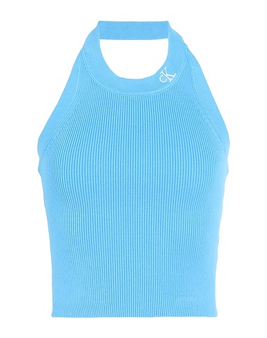 CALVIN KLEIN JEANS Cropped Top Azurblau 80% Baumwolle, 17% Polyamid, 3% Elastan