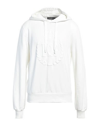DOLCE&GABBANA Hooded track jacket  White 100% Cotton, Elastane