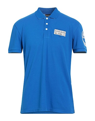 NAPAPIJRI Polo shirt Blue 100% Cotton, Elastane