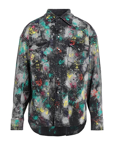 DOLCE&GABBANA Denim shirt Black 98% Cotton, 2% Elastane