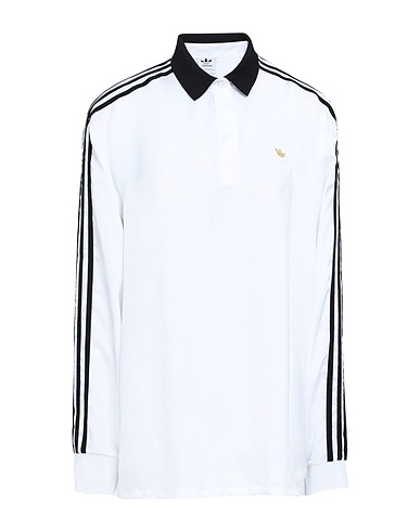 ADIDAS ORIGINALS Polo shirt ORIGINALS LONG SLEEVE SATIN SHIRT WITH COLLAR
 White 100% Recycled polyester