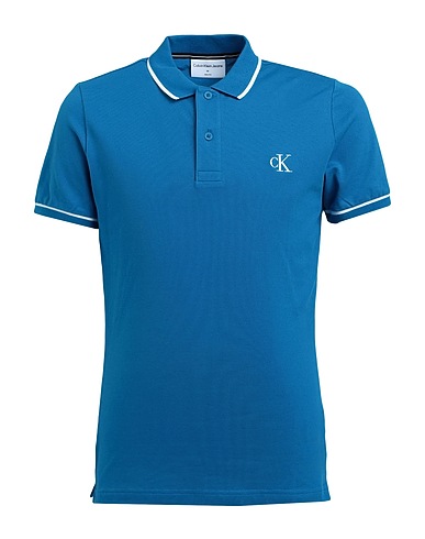 CALVIN KLEIN JEANS Polo shirt Azure 94% Cotton, 6% Elastane