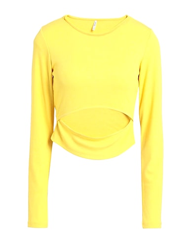 ONLY T-shirt Yellow 60% Polyester, 35% Viscose, 5% Elastane