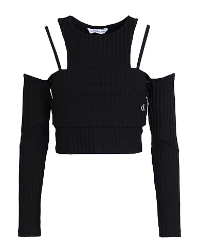 CALVIN KLEIN JEANS Off-the-shoulder top Black 72% EcoVero™ viscose, 25% Polyamide, 3% Elastane
