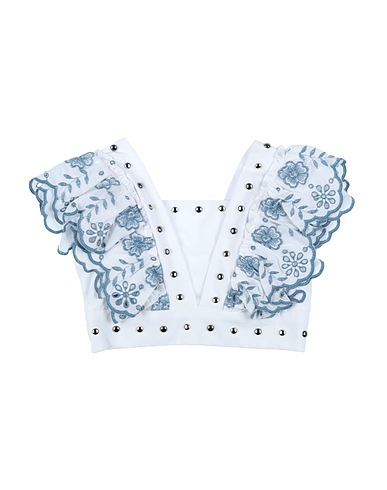 MONNALISA Top Pastel blue 100% Cotton, Polyester