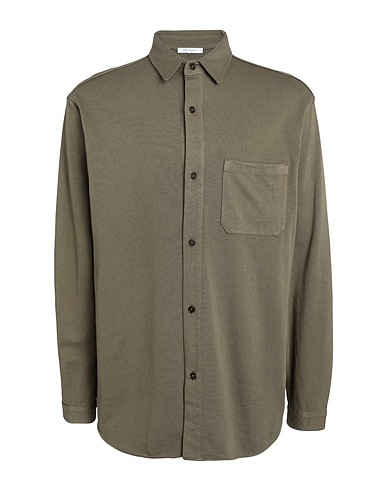 NINETY PERCENT Solid colour shirt Military green 100% Organic cotton