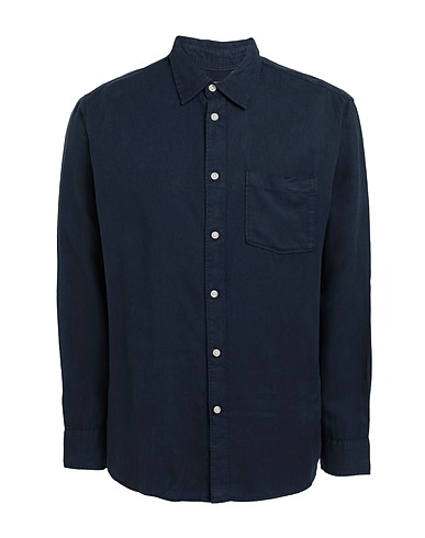 SELECTED HOMME Camicia tinta unita Blu navy 70% Lyocell Tencel™, 30% Lino