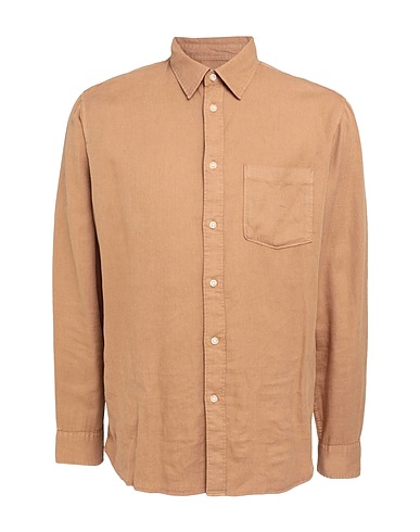 SELECTED HOMME Camicia tinta unita Cammello 70% Lyocell Tencel™, 30% Lino