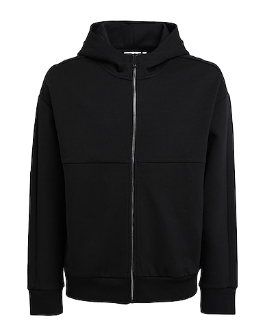 CALVIN KLEIN Hooded track jacket  Black 80% Cotton, 16% Polyester, 4% Elastane