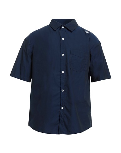 THE EDITOR Solid color shirt Midnight blue 100% Cotton