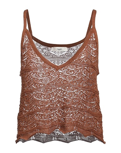 SUOLI Top Marrone 55% Lino, 45% Poliestere