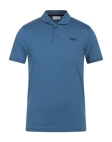 CALVIN KLEIN Polo shirt Slate blue 100% Cotton