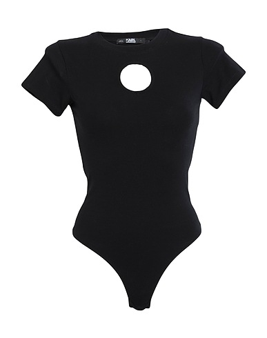 KARL LAGERFELD TOPWEAR CUT OUT LOGO JERSEY BODY
 Nero 95% Cotone organico, 5% Elastan