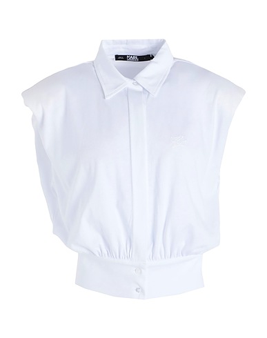 KARL LAGERFELD Camicie e bluse tinta unita SHOULDER PAD TOP
 Bianco 100% Cotone organico