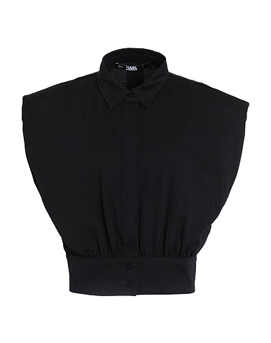 KARL LAGERFELD Solid color shirts & blouses SHOULDER PAD TOP
 Black 100% Organic cotton