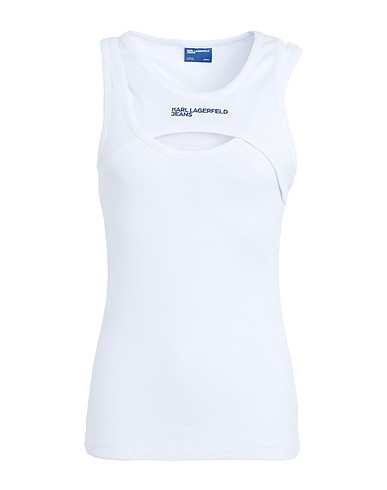 KARL LAGERFELD JEANS Vest KLJ LAYERED RIBBED TANKTOP
 White 96% Organic cotton, 4% Elastane