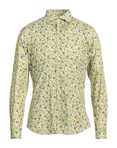 BRANCACCIO Patterned shirt Military green 97% Cotton, 3% Elastane