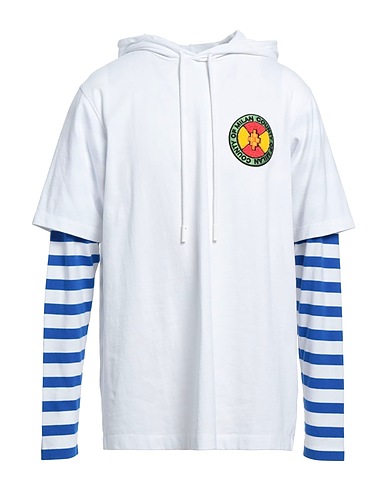 MARCELO BURLON Hooded track jacket  White 100% Cotton, Polyester, Wool