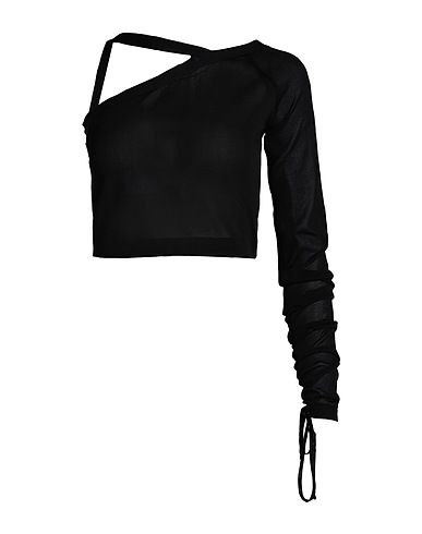 A·C·9 One-shoulder top Black 65% Viscose, 35% Polyamide