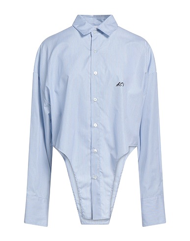 A·C·9 Solid color shirts & blouses Sky blue 100% Cotton