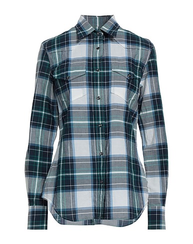XACUS Camicia a quadri Blu notte 53% Cotone, 47% Lino