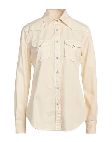XACUS Solid color shirts & blouses Cream 100% Cotton