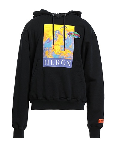 HERON PRESTON Hooded sweatshirt Black 100% Cotton, Elastane