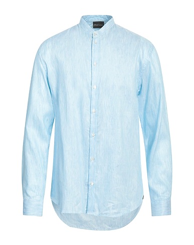 EMPORIO ARMANI Linen shirt Azure 62% Linen, 38% Cotton