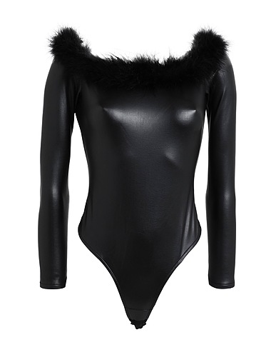 ANTONELLA RIZZA TOPWEAR Nero 100% Poliuretano, Viscosa, Elastan, Piume