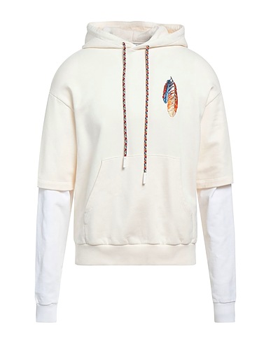 MARCELO BURLON Hooded track jacket  Cream 100% Organic cotton, Elastane, Polyester