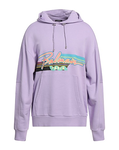 BALMAIN Hooded sweatshirt Lilac 100% Cotton, Elastane