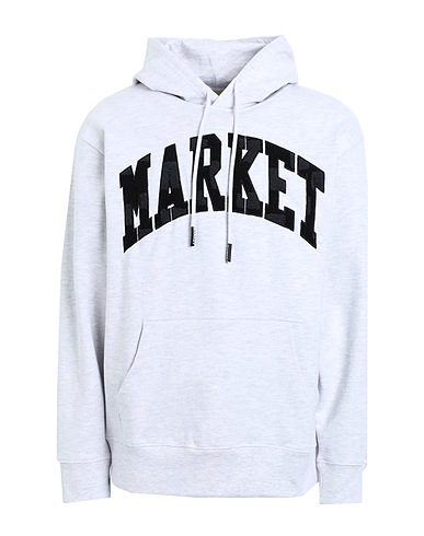 MARKET Hooded track jacket  CHESS CLUB APPLIQUE FLEECE HOODIE
 Light grey 100% Cotton