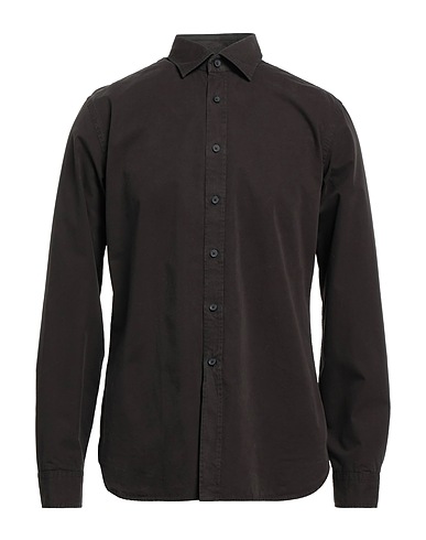 XACUS Solid color shirt Dark brown 100% Cotton
