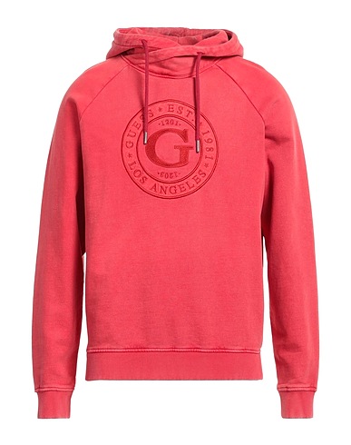 GUESS Hooded sweatshirt Red 100% Cotton, Elastane