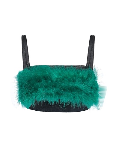 ANTONELLA RIZZA Top Black 100% Polyurethane, Viscose, Elastane, Feathers