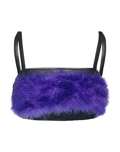 ANTONELLA RIZZA Top Black 100% Polyurethane, Viscose, Elastane, Feathers