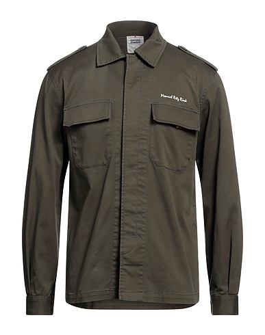 MANUEL RITZ Shirts Military green 97% Cotton, 3% Elastane