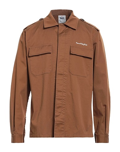 MANUEL RITZ Shirts Camel 97% Cotton, 3% Elastane