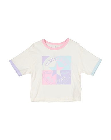 CONVERSE T-shirt SS RINGER BOXY T-SHIRT
 Panna 100% Cotone