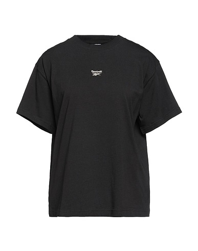 REEBOK T-shirt Black 100% Cotton, Elastane