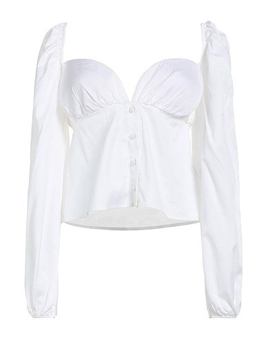 FEDERICA TOSI Solid color shirts & blouses White 76% Cotton, 24% Silk