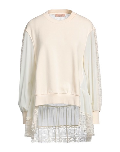 TWINSET Sweatshirt Beige 100% Cotton, Polyester