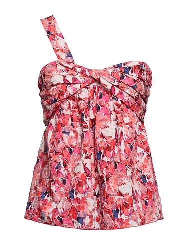PATRIZIA PEPE SERA One-shoulder top Coral 97% Polyester, 3% Elastane, Polyamide