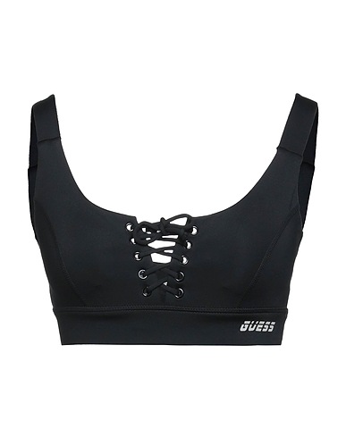GUESS Crop top Black 77% Polyester, 23% Elastane