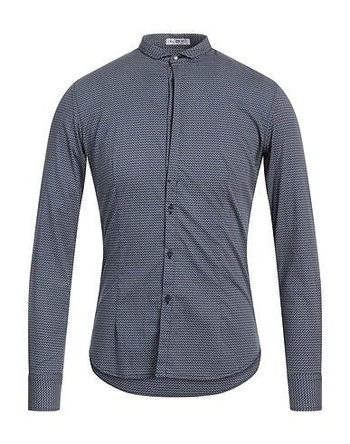 L.B.K. Patterned shirt Navy blue 97% Cotton, 3% Elastane