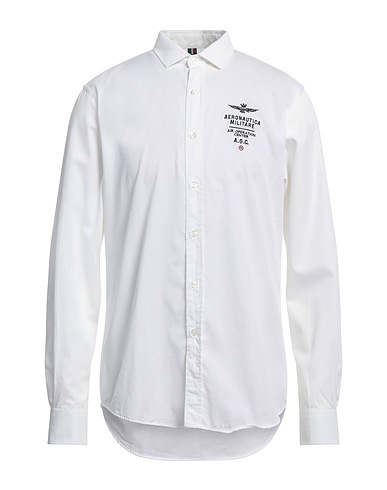 AERONAUTICA MILITARE Solid colour shirt White 100% Cotton